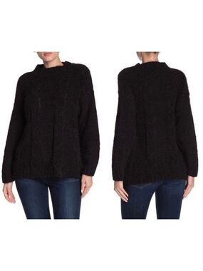 CENY Eyelash Knit Cabled Mock Neck Sweater Size medium
